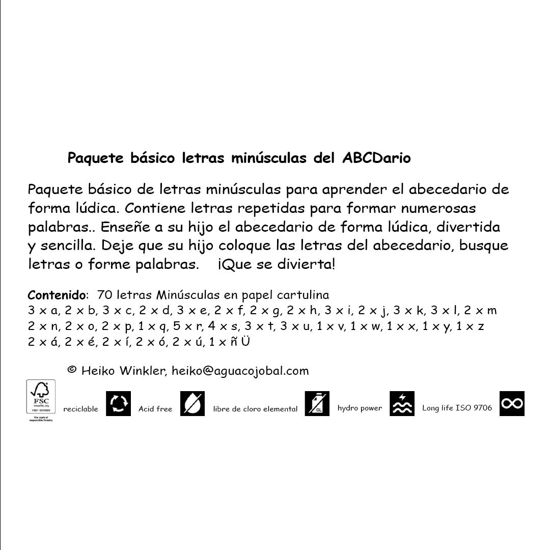 Letras minúsculas del ABCDario